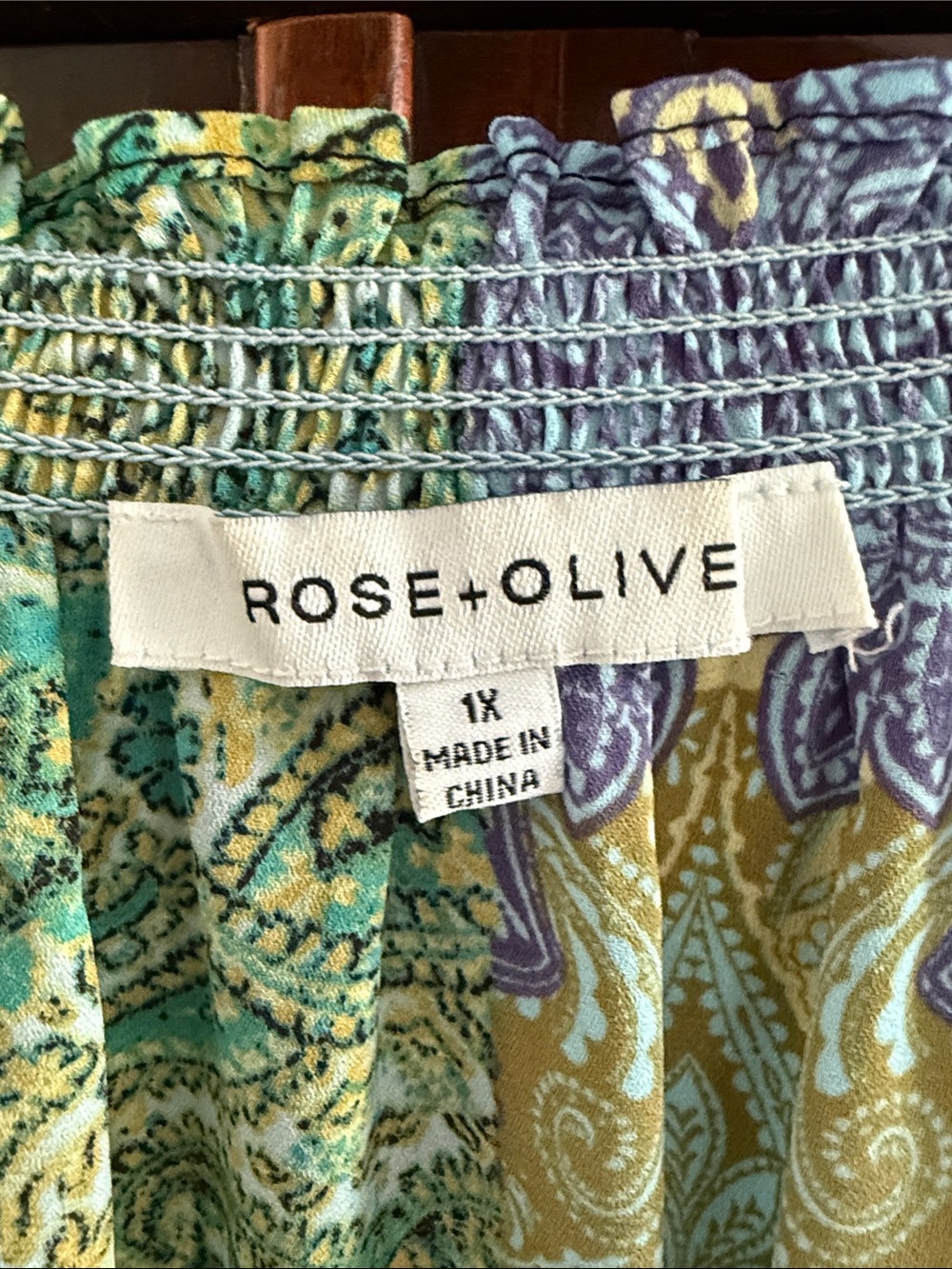 Rose & Olive Green Paisley & Floral Mixed-Print Boho Blouse - Picture 2 of 8